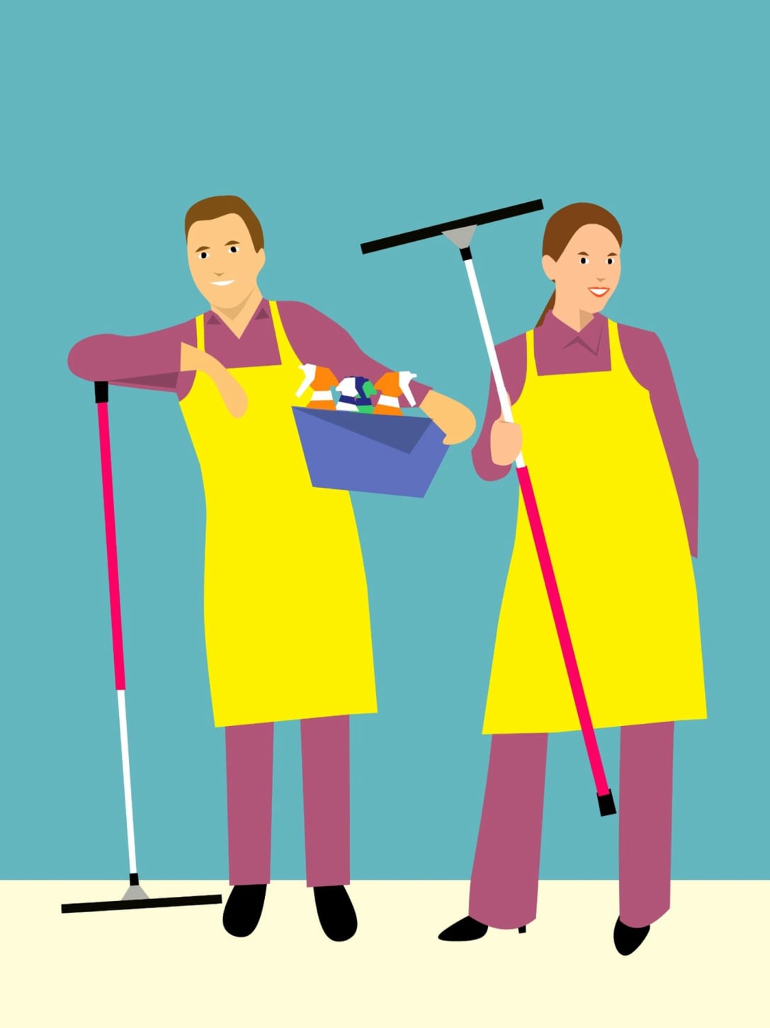 Cartoon image showing a pair of cleaners